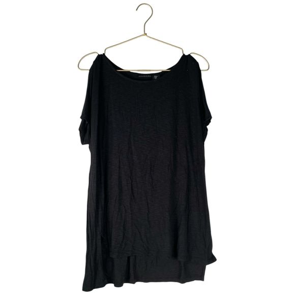 Tahari Black Flowy Short Sleeve Tee Medium – 583 - Picture 2 of 6